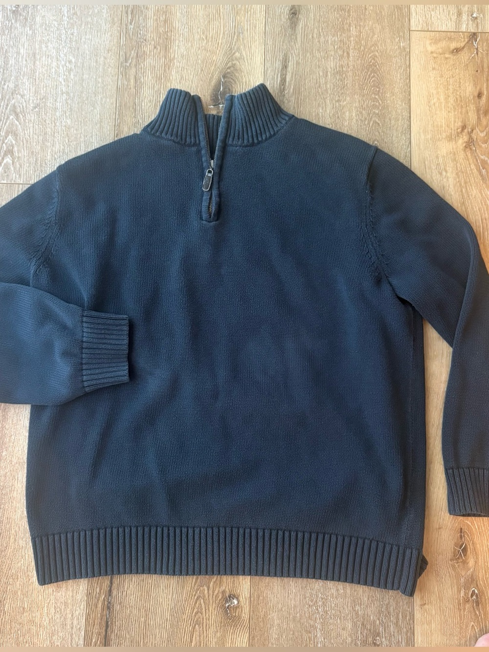L.L. Bean Men's Dark Navy Half-Zip Sweater XXL Heavy Cotton Mock Neck